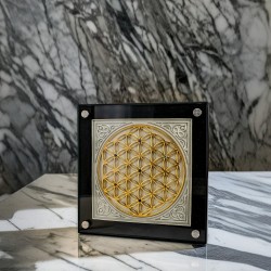 Key of Fortuity : Flower of life Energy Pewter Frame
